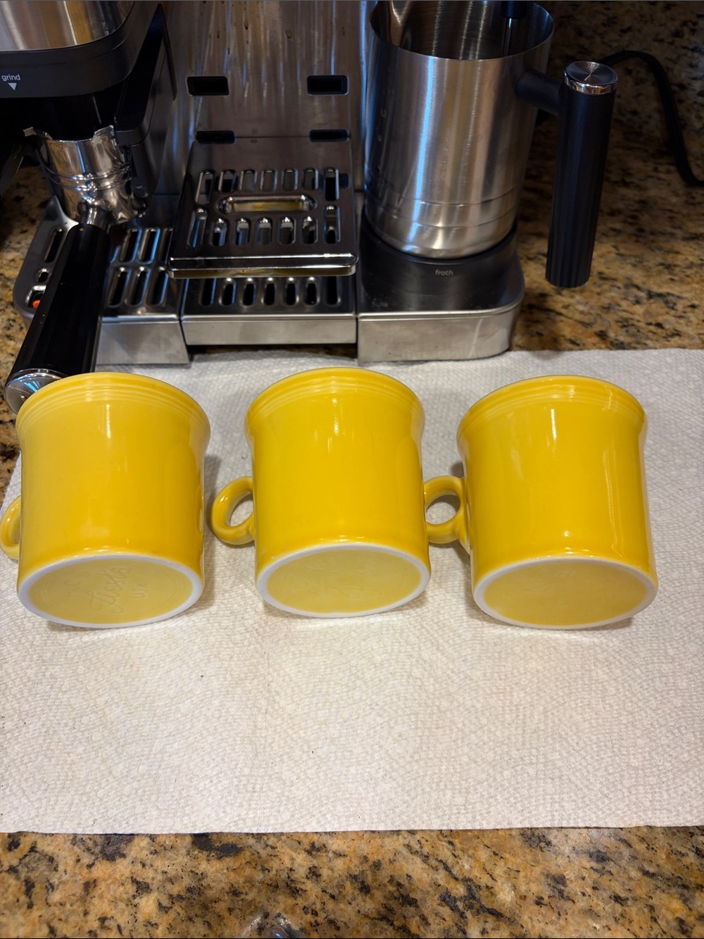 Fiesta Bright Yellow Ceramic Coffee Mugs - Set of 3